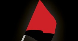Mayday logo with Red and Black Anarchist Flag