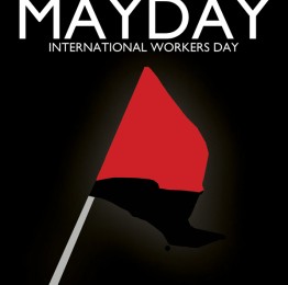 Mayday logo with Red and Black Anarchist Flag