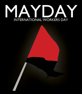 Mayday logo with Red and Black Anarchist Flag