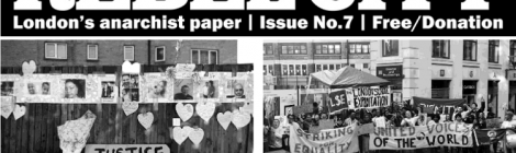 Cover image of London anarchist federation group paper Rebel City issue 7 - October 2017