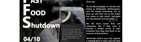 UberEats strike called by IWW on 4th October 2018