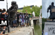 Photo montage of the Bristol and london Black Lives Matter statue direct action